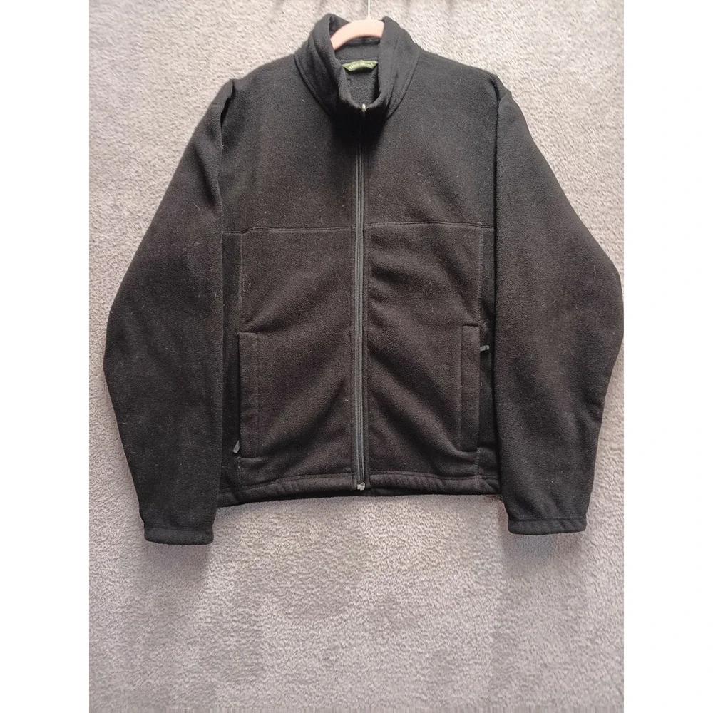 Eddie Bauer Men's XL Black Full Zip Fleece Jacket Mock Neck Soft Warm Outdoor